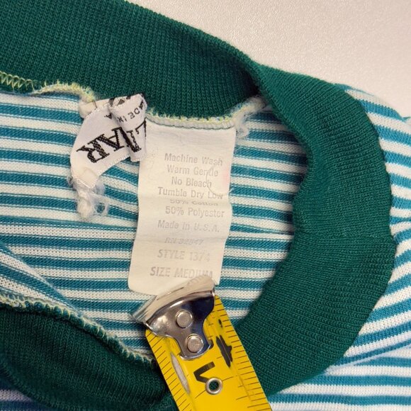 Vintage Striped Pocket Tee T Shirt Adult Medium 18x25.5 Ellmar 80s 90s USA - Picture 6 of 8